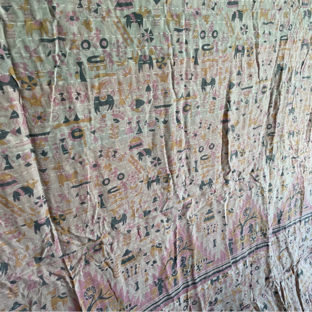 Twin 85x55 Kantha Handmade Quilt Boho Festival Hippie 100% Cotton Brand New